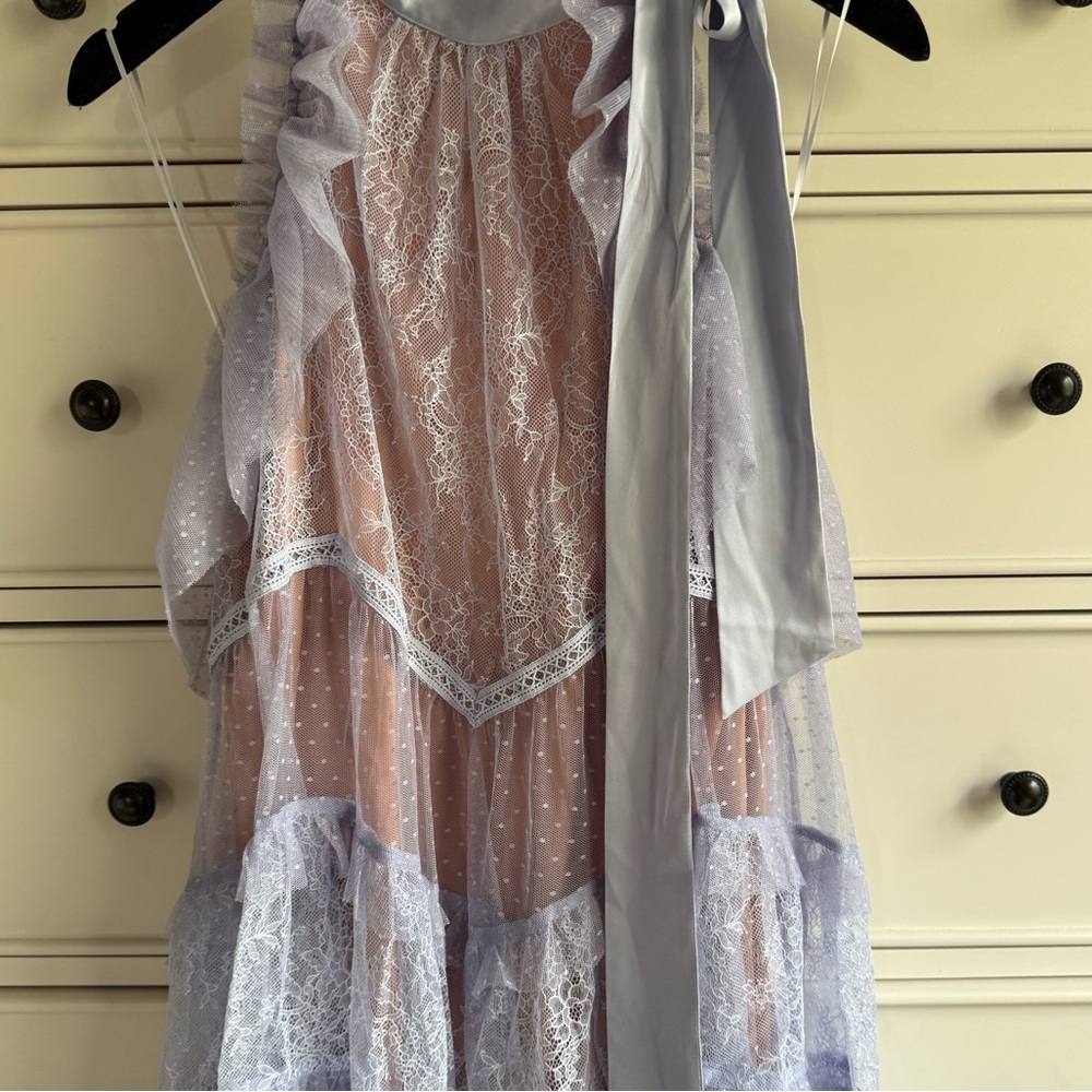 Anthropologie Sheer Lace Halter Dress - Picture 6 of 8